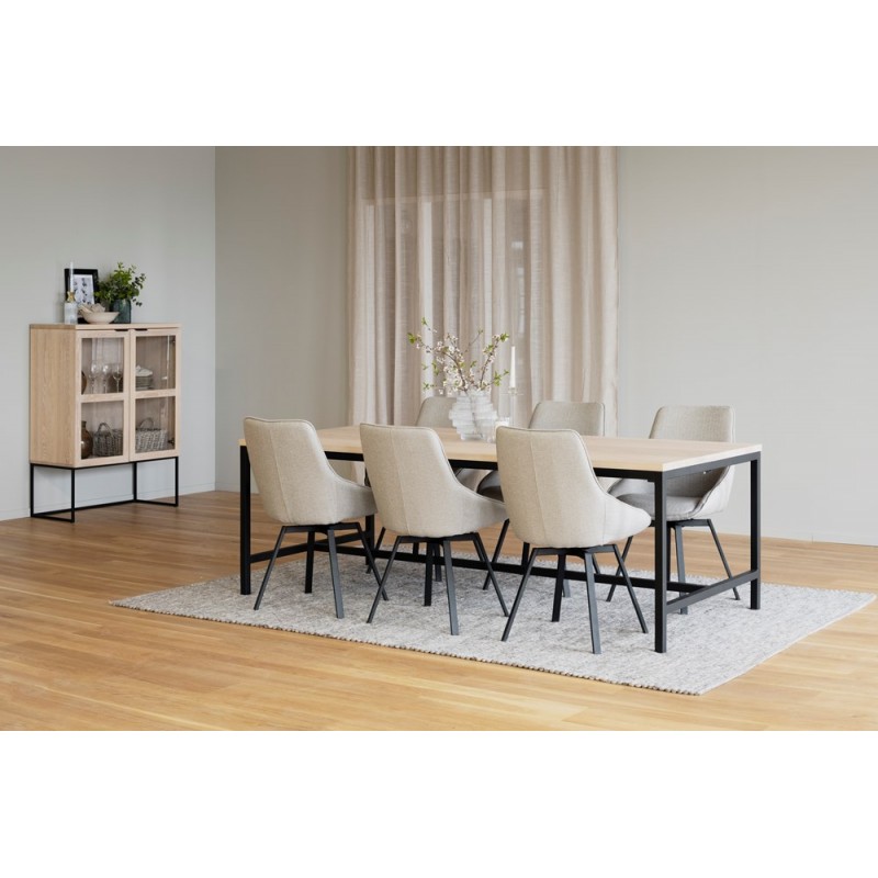 RO EVERETT DINING TABLE WHITEWASH/BLACK